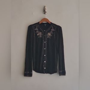 Lucky Brand Embroidered Long Sleeve Button Down Shirt